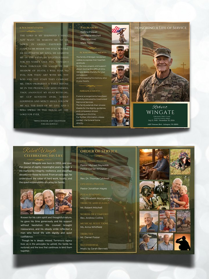 U.S. Army Honor & Service Funeral Program Template for Canva product image (2)