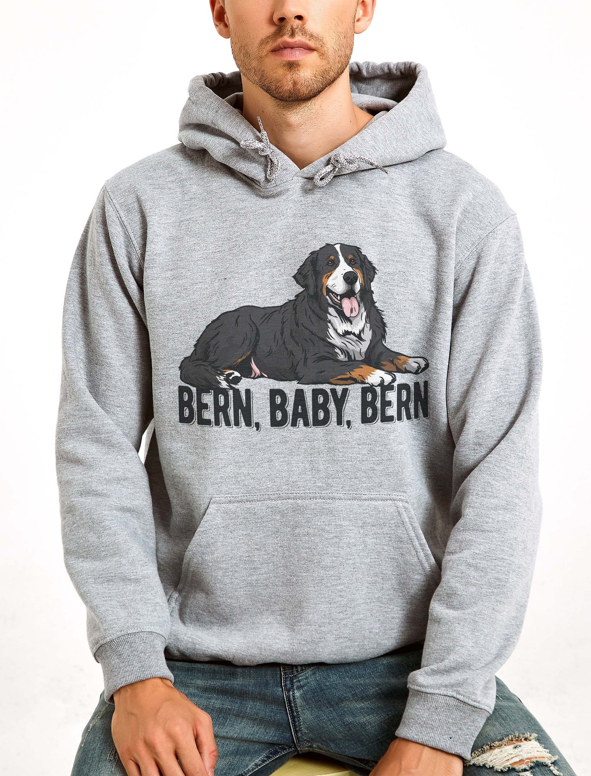 Bern, Baby, Bern Hooded Sweatshirt of a Bernese Mountain Dog | Funny Hoodie for Berner Paw-rents product image (2)