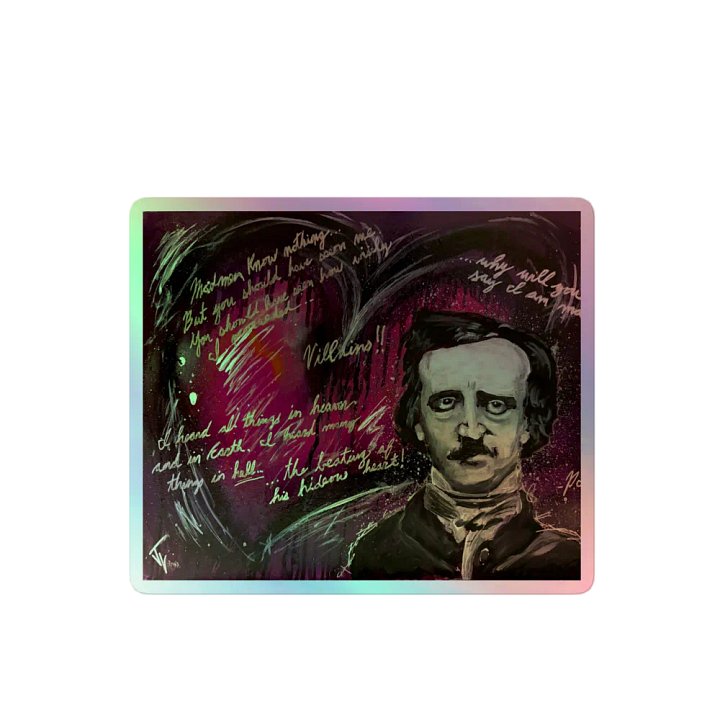 Edgar Allen Poe Heart Holographic Sticker product image (2)