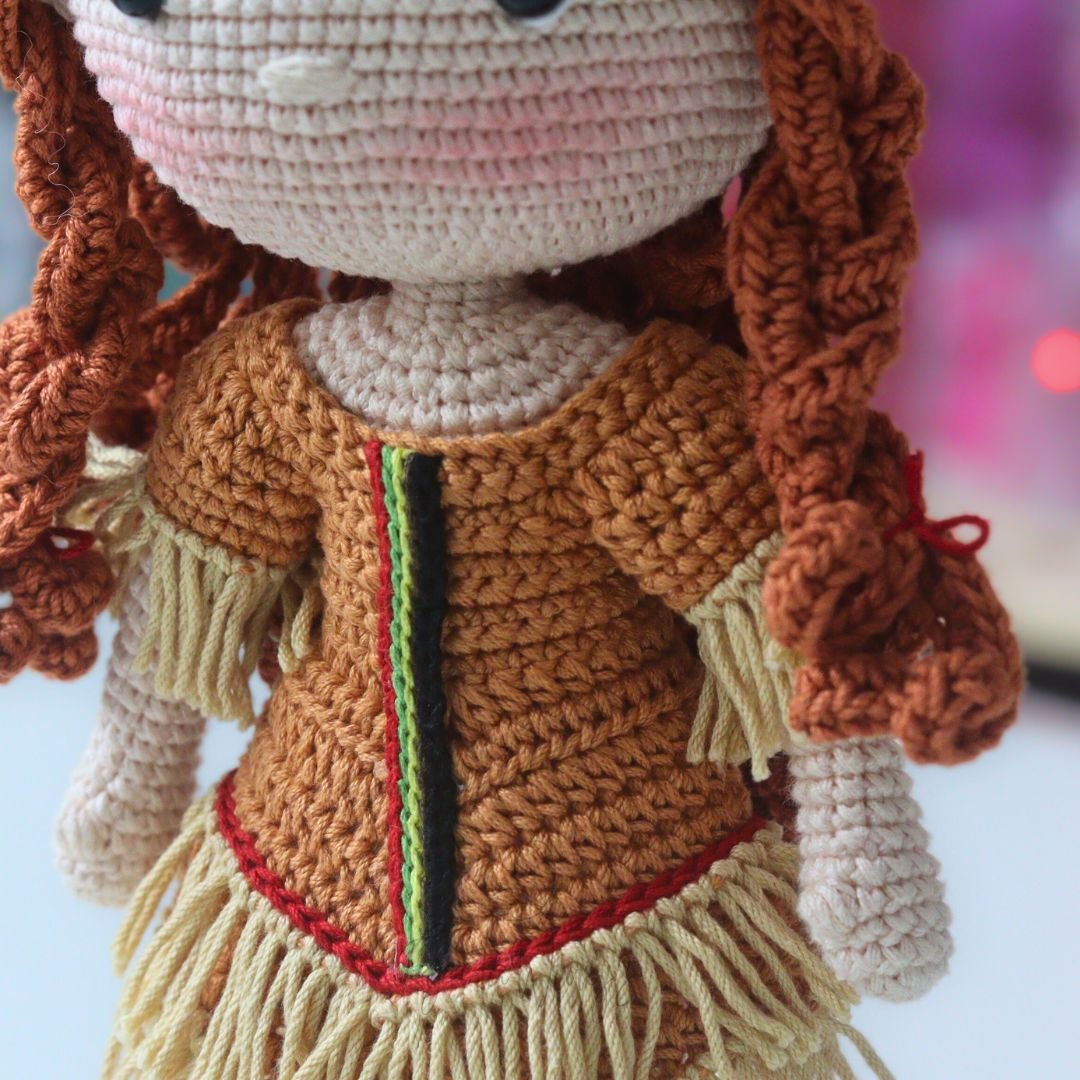 Patrón PDF de Muñeca Amigurumi Niña Nativa Americana – Tutorial de Crochet (Descarga Instantánea) product image (7)