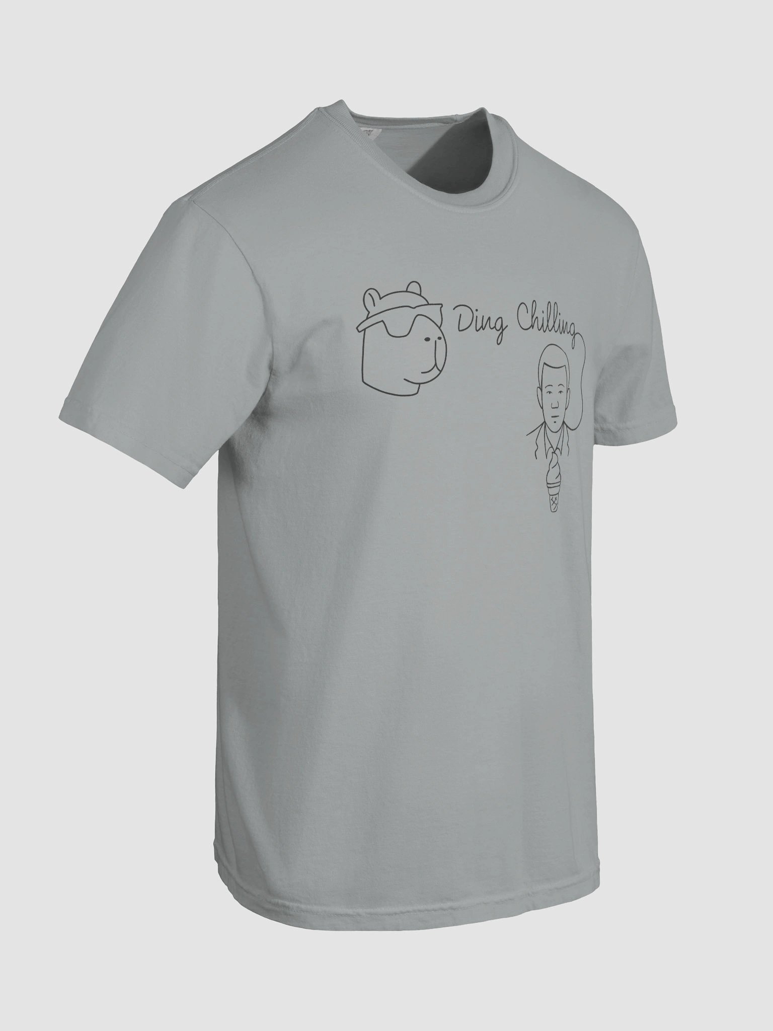 Ding Chilling [5b] – Chill Capybara & Ice Cream Meme | Hand-Drawn Chess Humor | Black Line Art for Light Colors | T-Shirt product image (8)