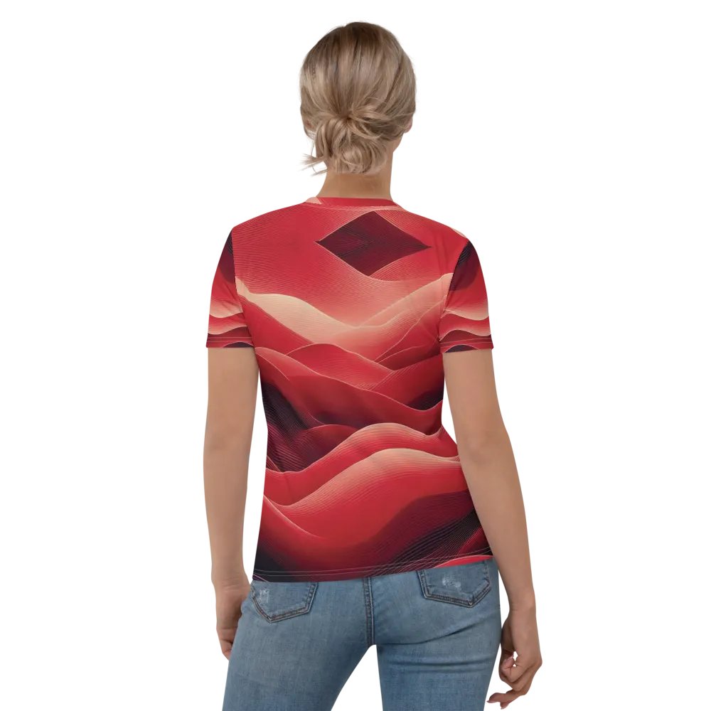 Women's Full-Print-3 Red Glitch Tee product image (5)