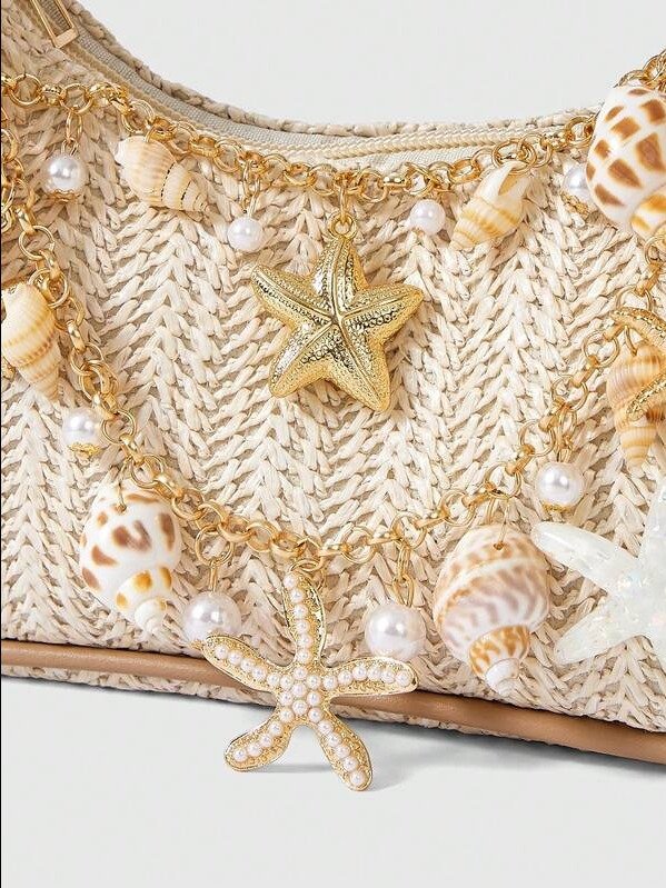 ADLEST | Fairycore Starfish & Shell Woven Beach Bag product image (10)