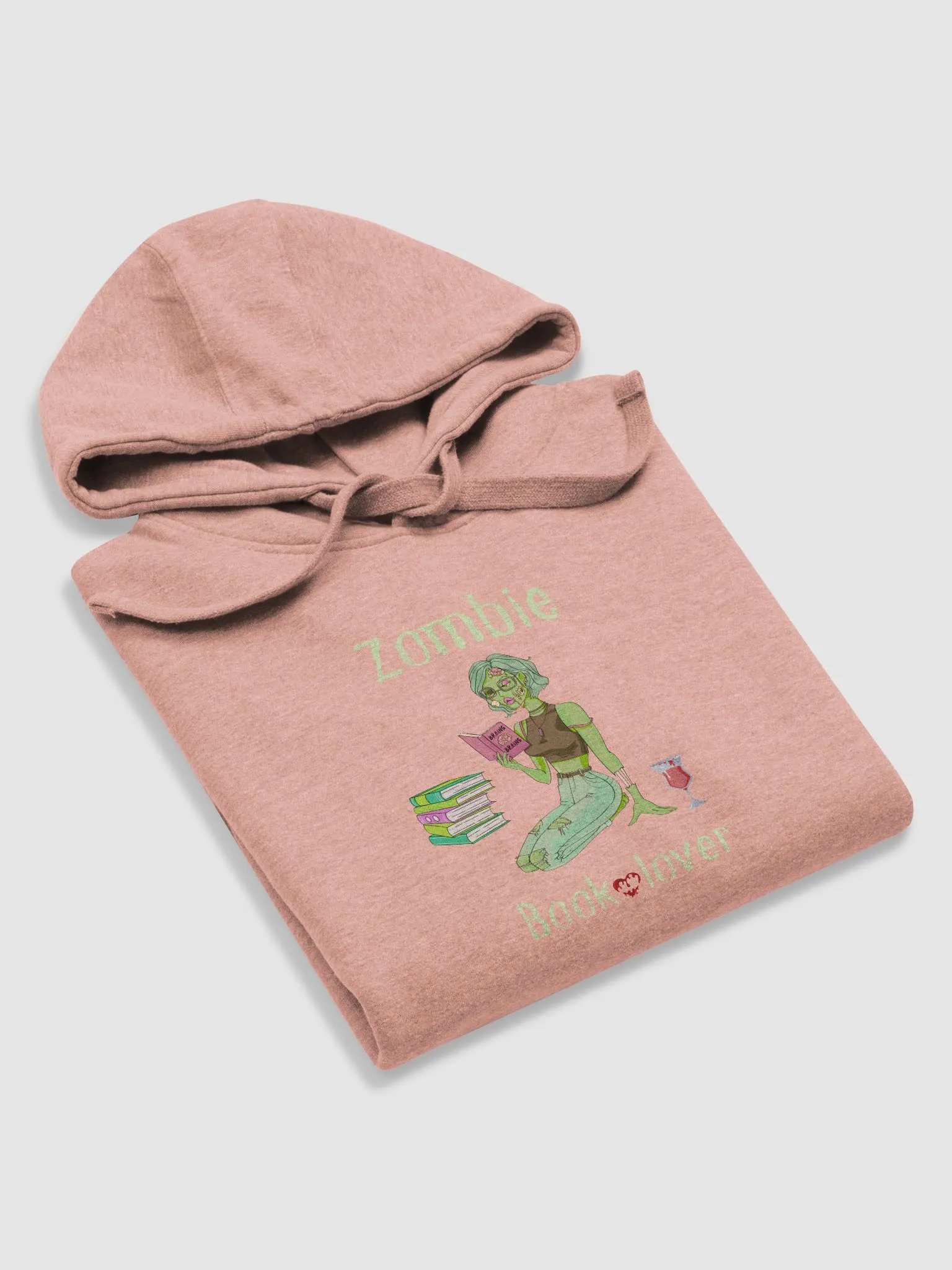 Zombie Book Lover - Dusty Rose Pink Unisex Hoodie product image (5)
