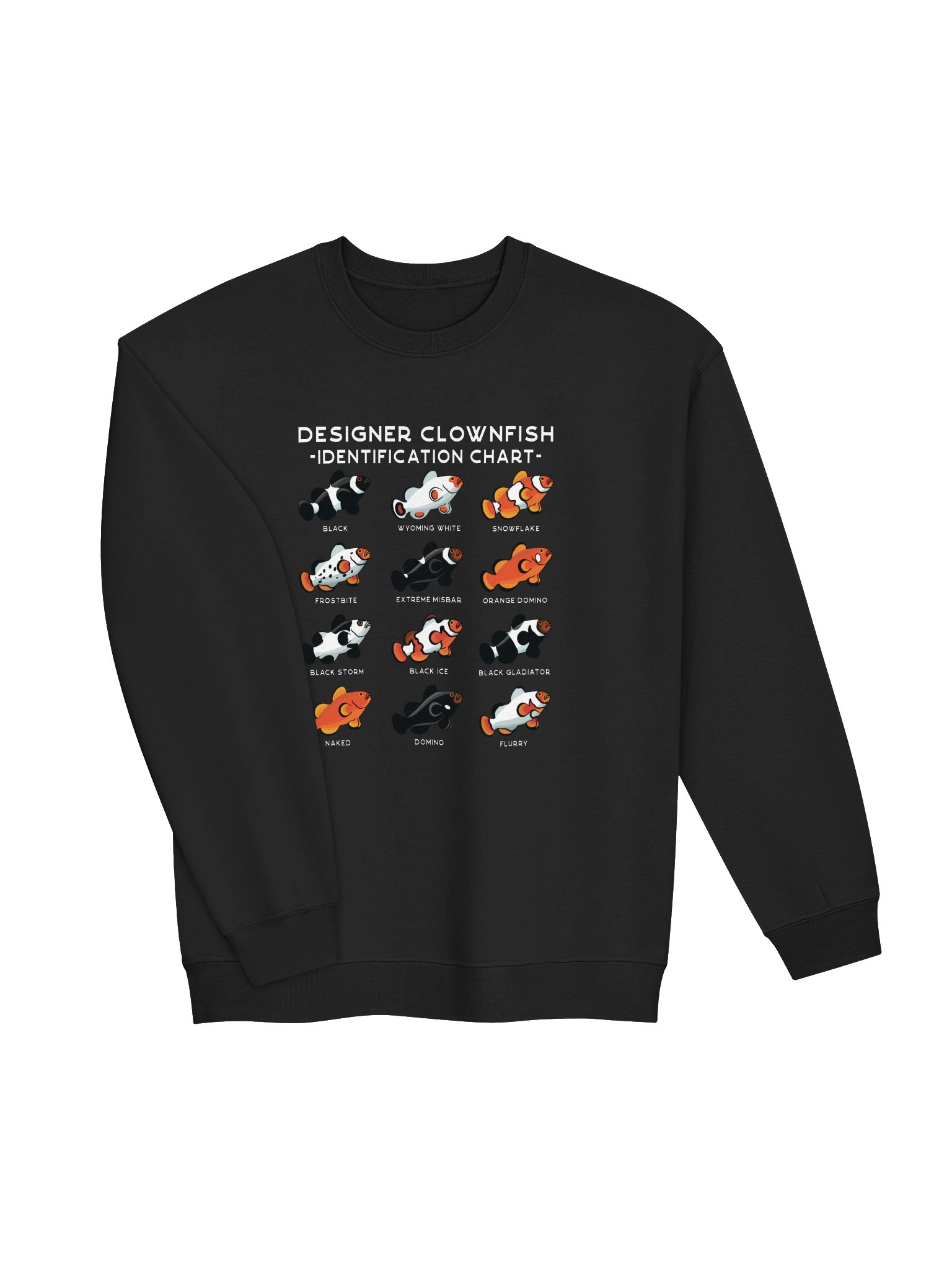 Designer Clownfish Identification Chart Sweatshirt for Reef Aquarium Lovers product image (15)