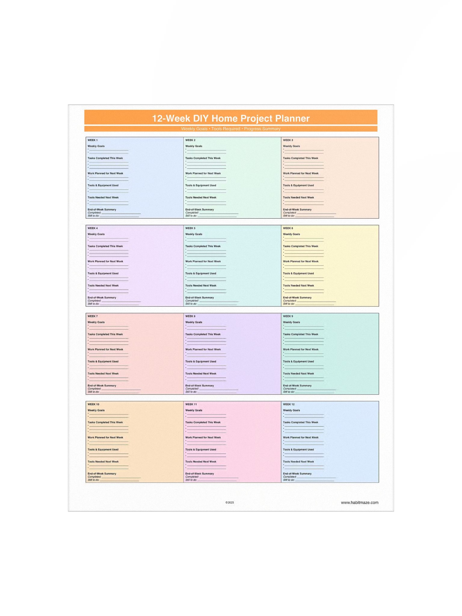 12 Week DIY Home Project Planner product image (2)