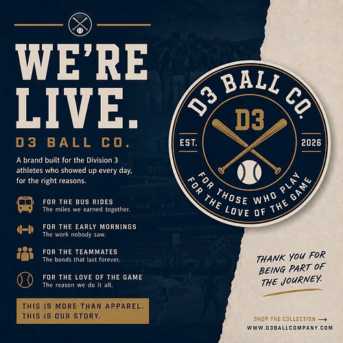 WE’RE LIVE. ⚾️

D3 Ball Co. was created for the athletes who played for something bigger than recognition.

For the early mor...