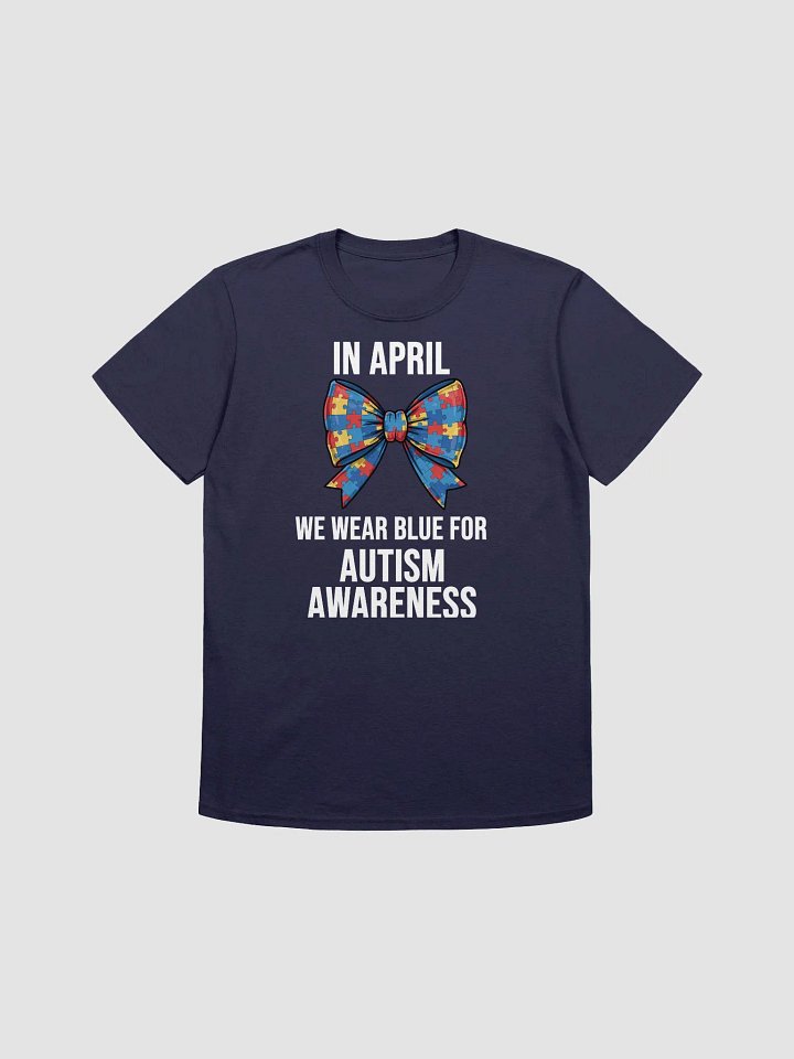 In April We Wear Blue - Autism Awareness Bow Puzzle T-Shirt product image (1)
