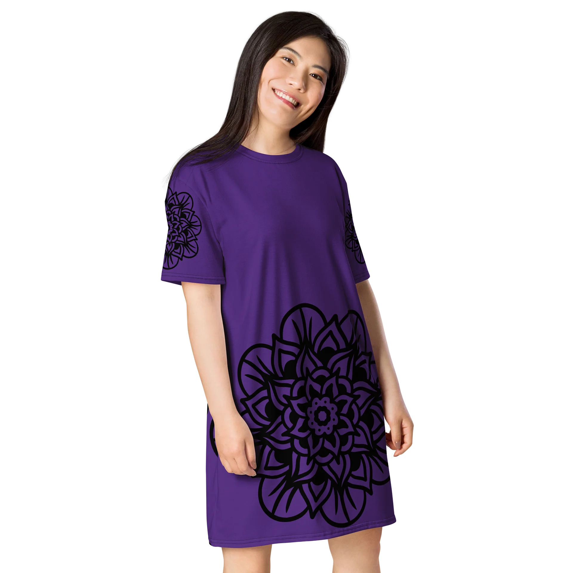 indigo Floral Mandala T-Shirt Dress product image (4)