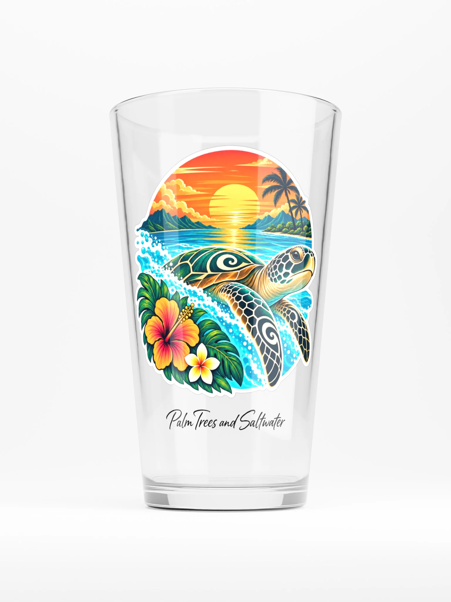 Sea Turtle Sunset | Tropical Pint Glass product image (1)