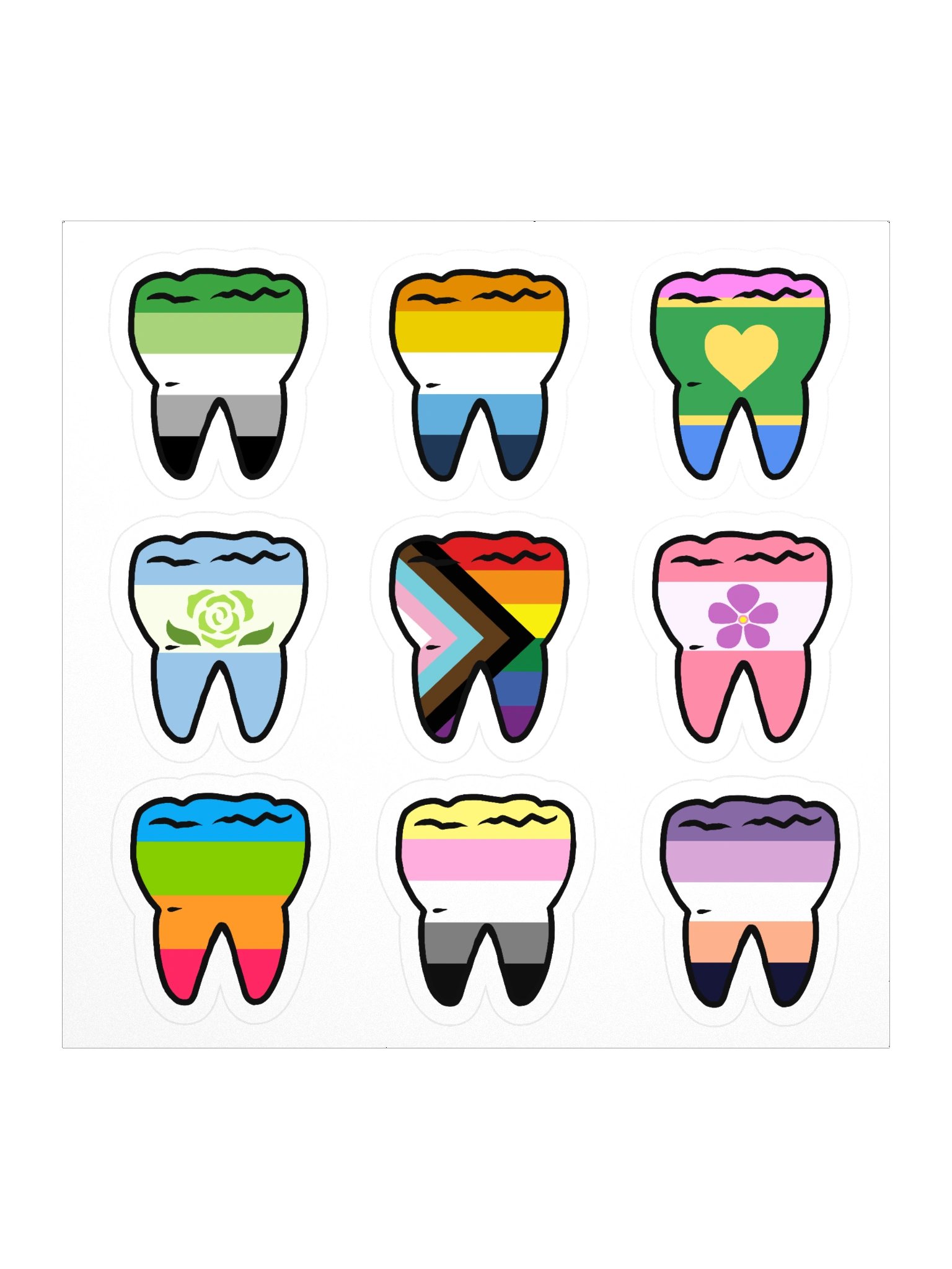 Romantic Pride Flag Teeth Stickers product image (1)