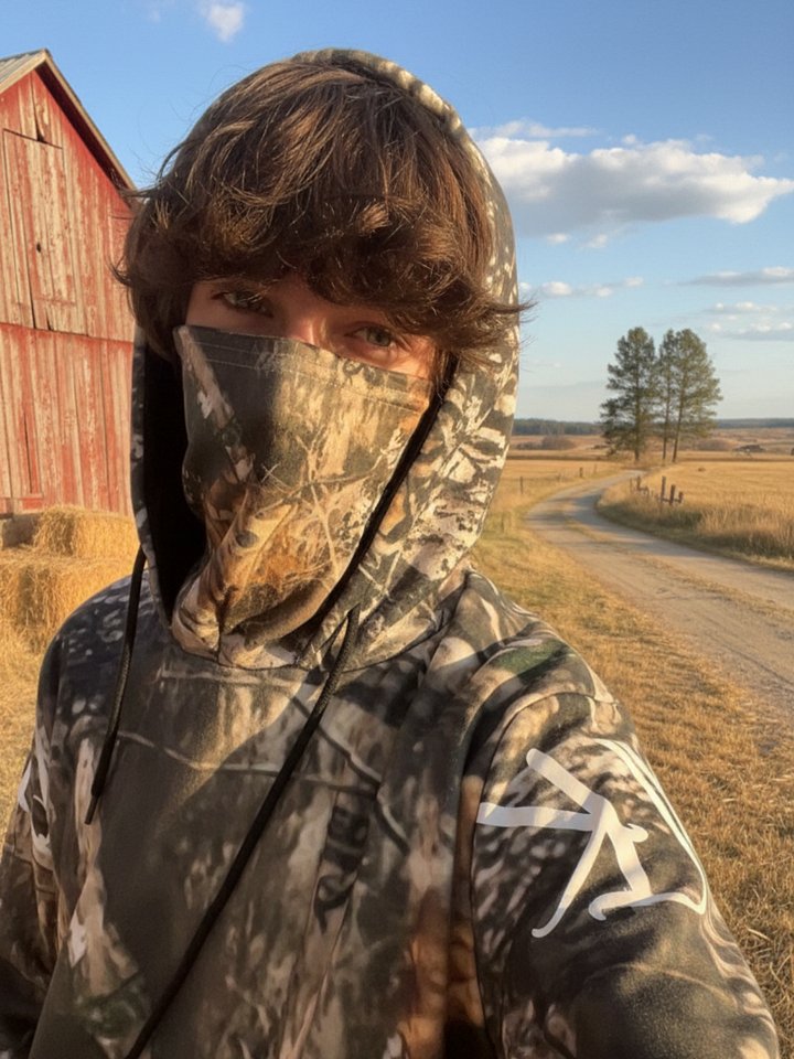 All-Over Camo Print Men's Heavy Fleece Hoodie With Mask product image (1)