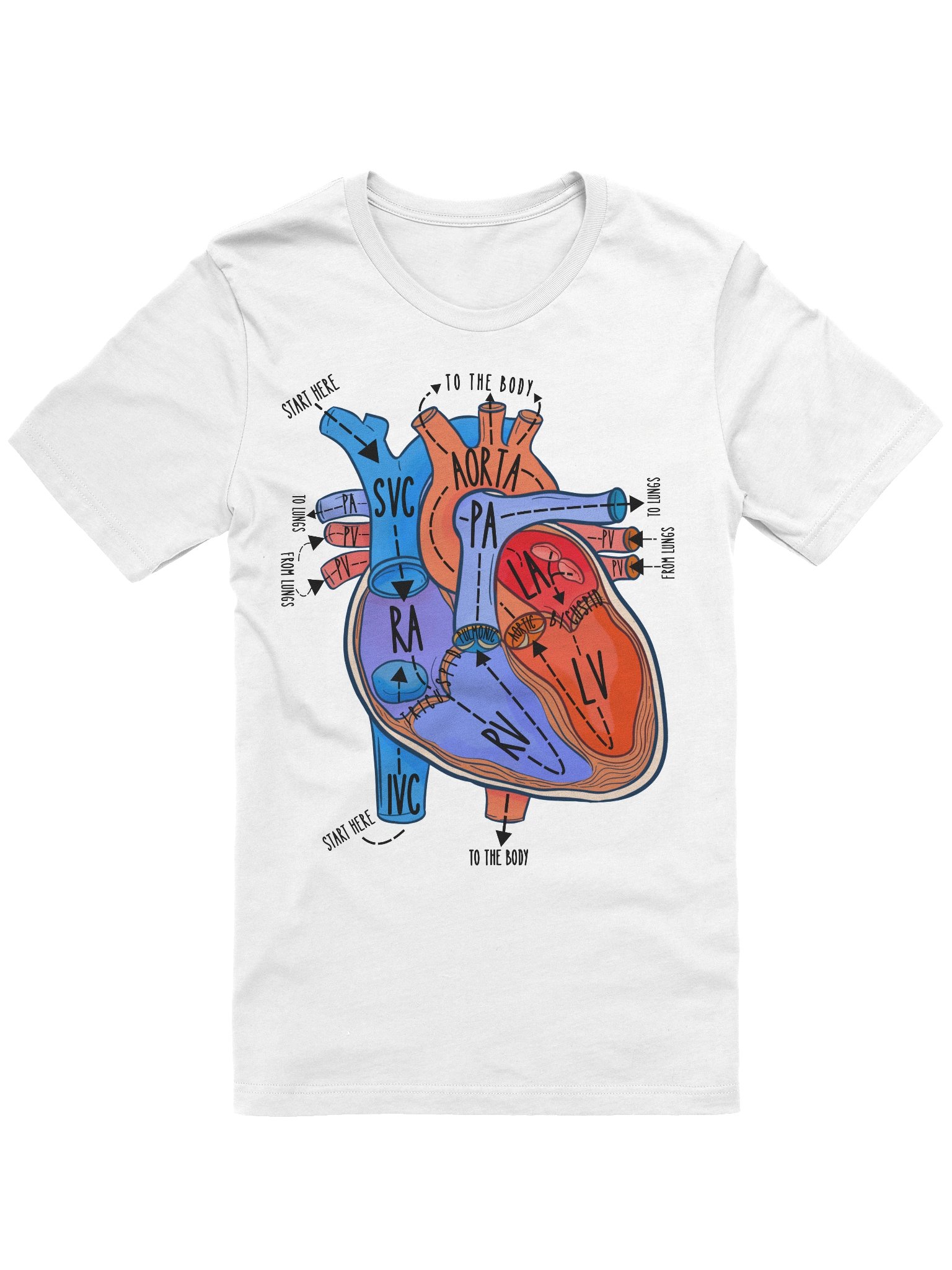 Heart Anatomy Blood Flow Through Heart Tshirt by Nurse Sarah ® product image (1)