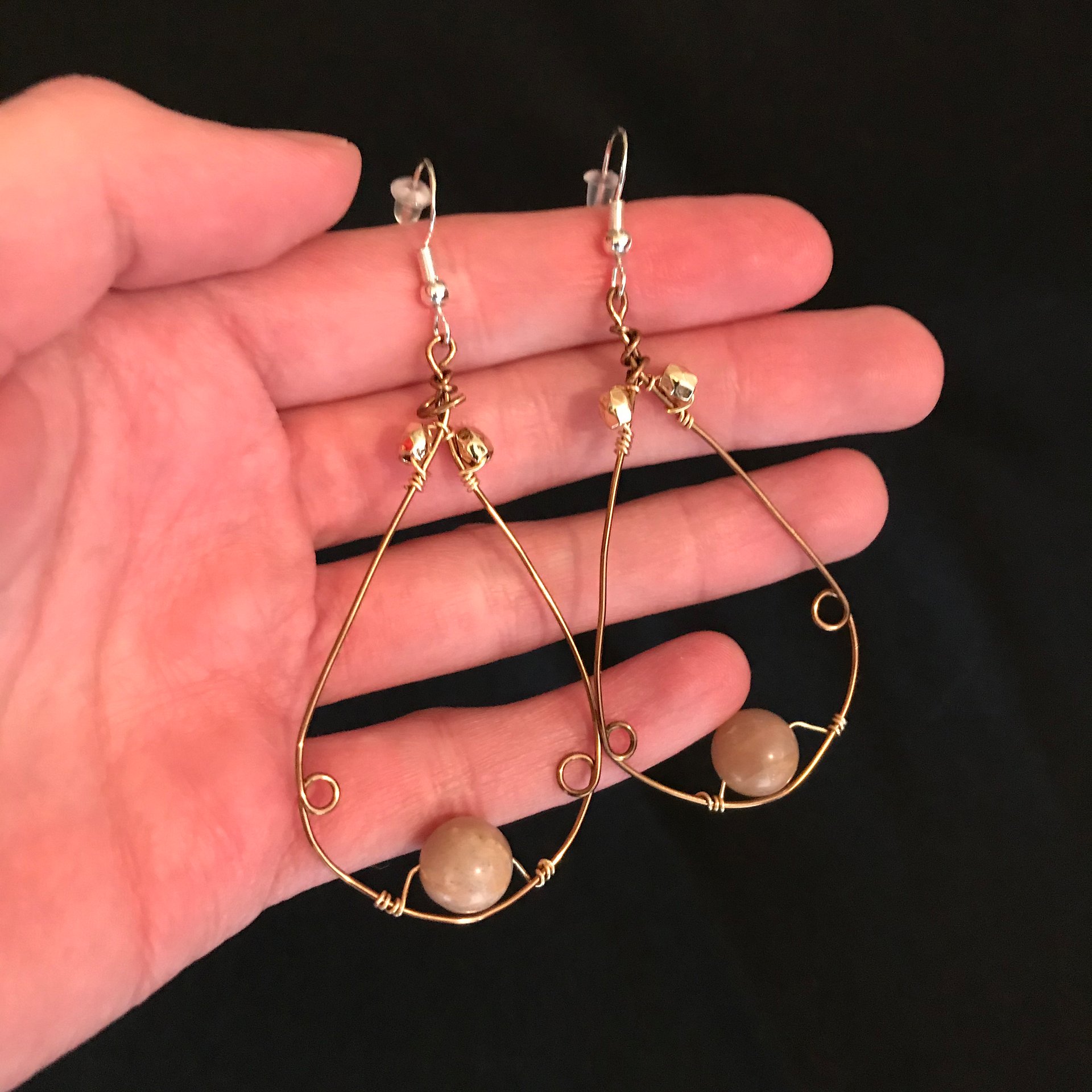 Sunstone Hand-Shaped Drop Earrings product image (1)