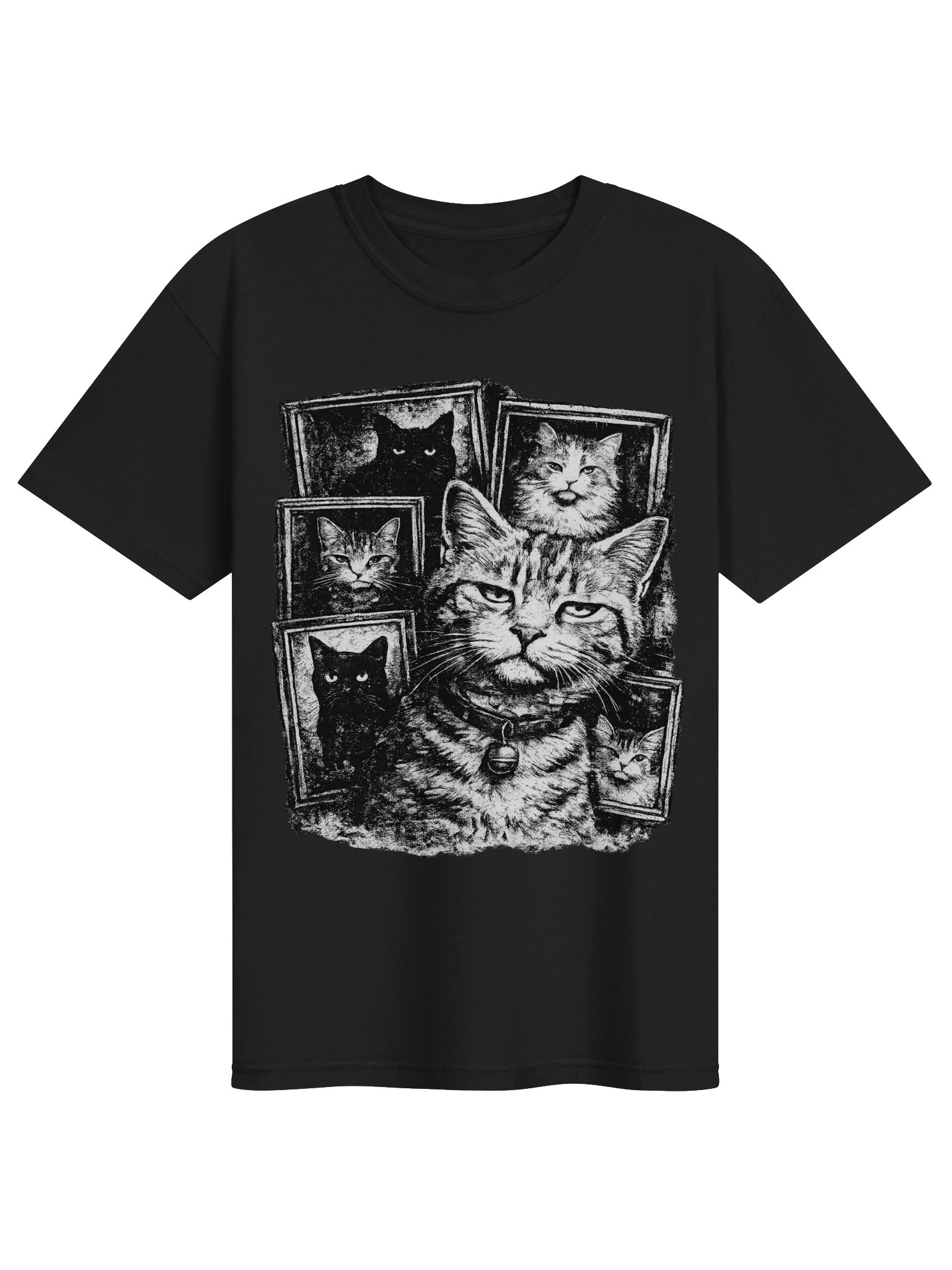 Vintage Cat Portrait Collage Tee | Gothic Monochrome product image (1)