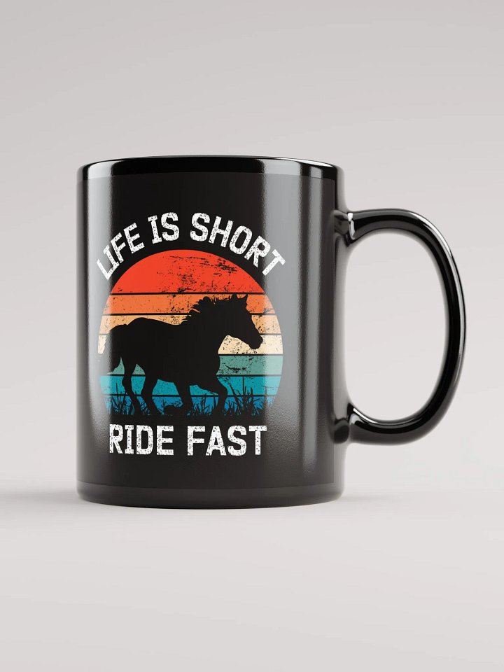 "Ride fast" black glossy mug product image (1)