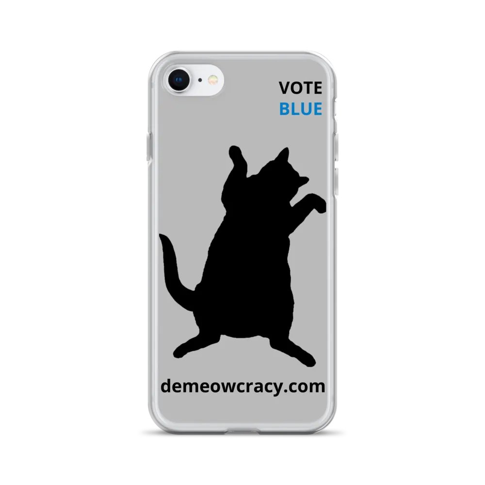 Vote Blue Dancing DeMeowcracy Cat iPhone Case - Light Grey product image (3)
