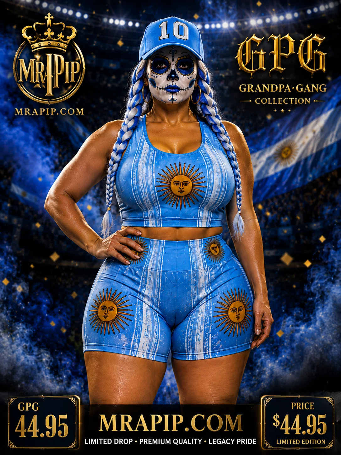 GMG Argentina Sky Women's Performance Biker Shorts | Grandma Gang Limited Edition product image (1)