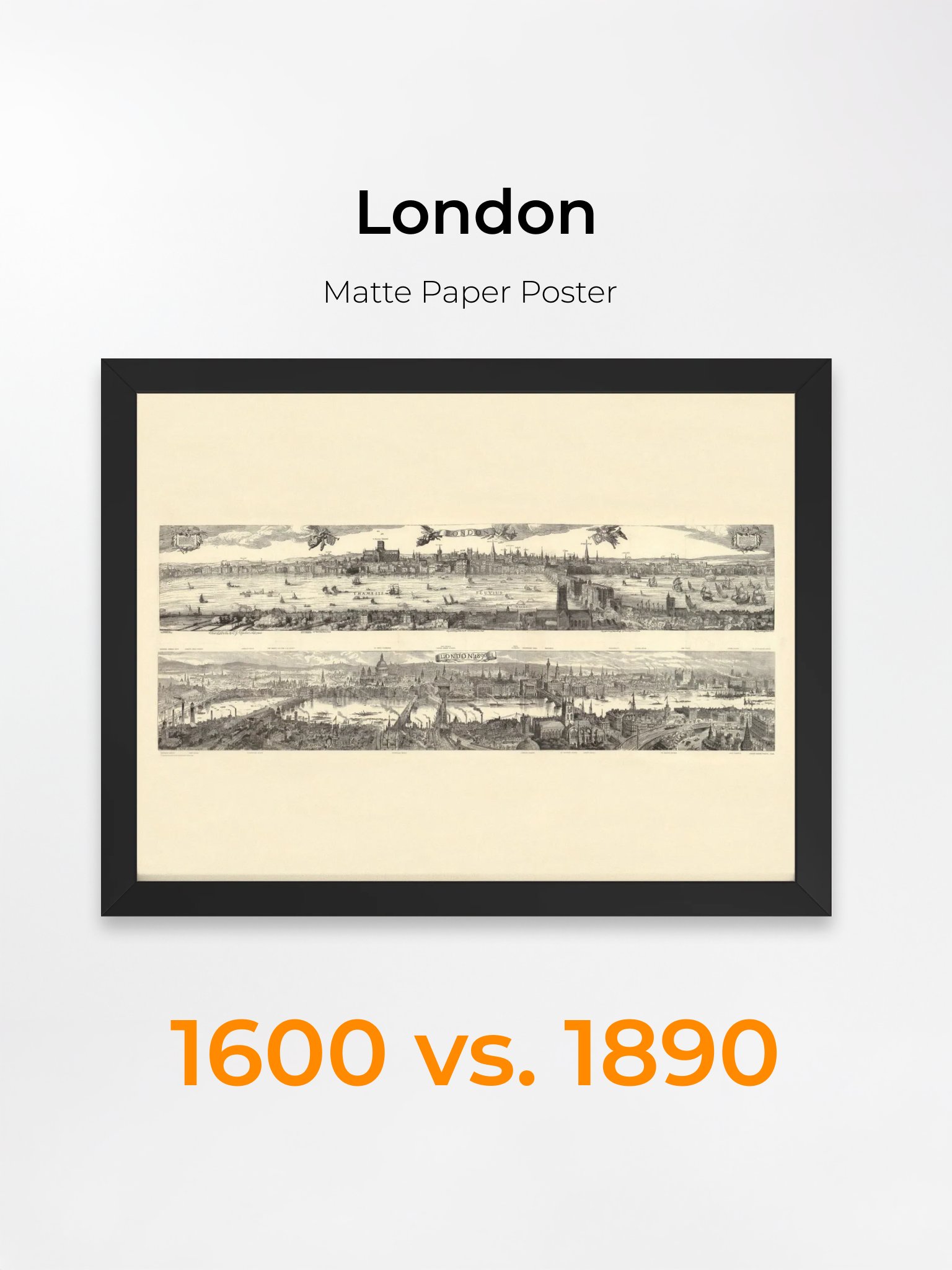 London 1616 vs. 1890 (Framed Poster Print) product image (1)
