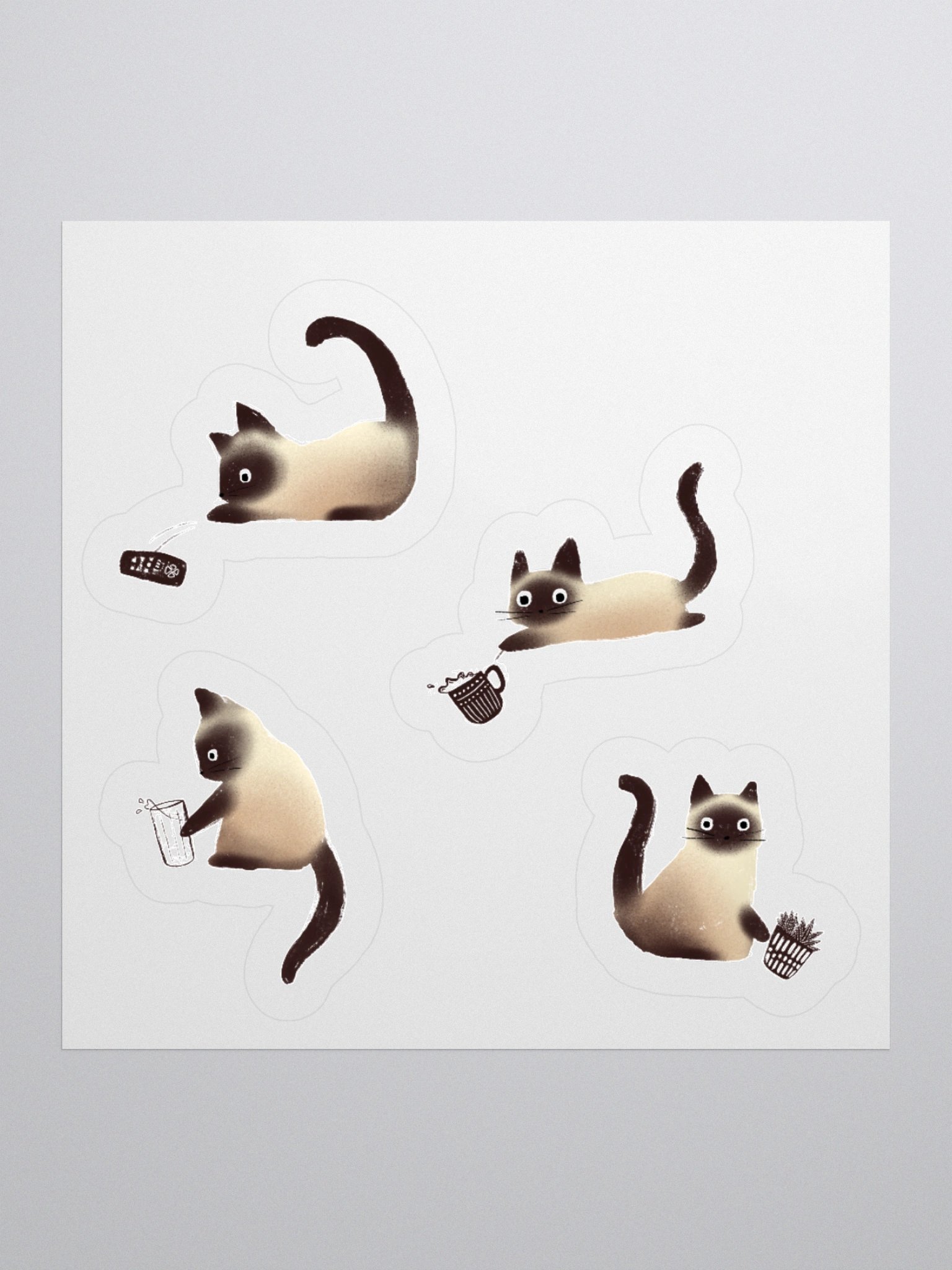 Bad Siamese Cats Knocking Stuff Over Stickers product image (4)