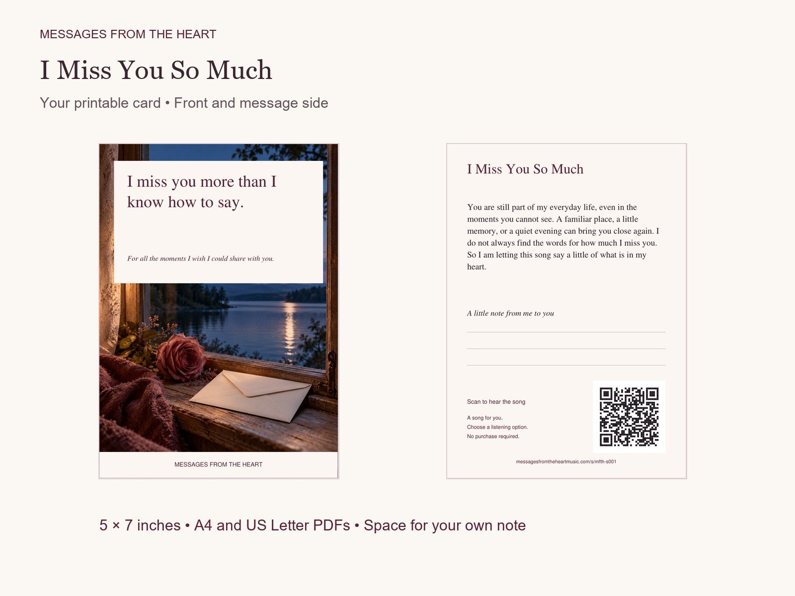 I Miss You So Much — Printable Song Gift product image (2)