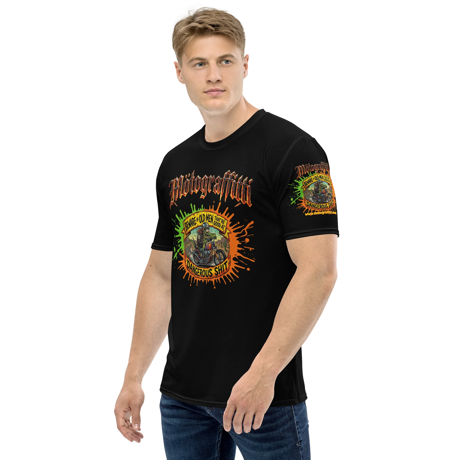 MötoGraffitti "Beware of Old Men Good at Dangerous Things" Ridin Tee product image (3)