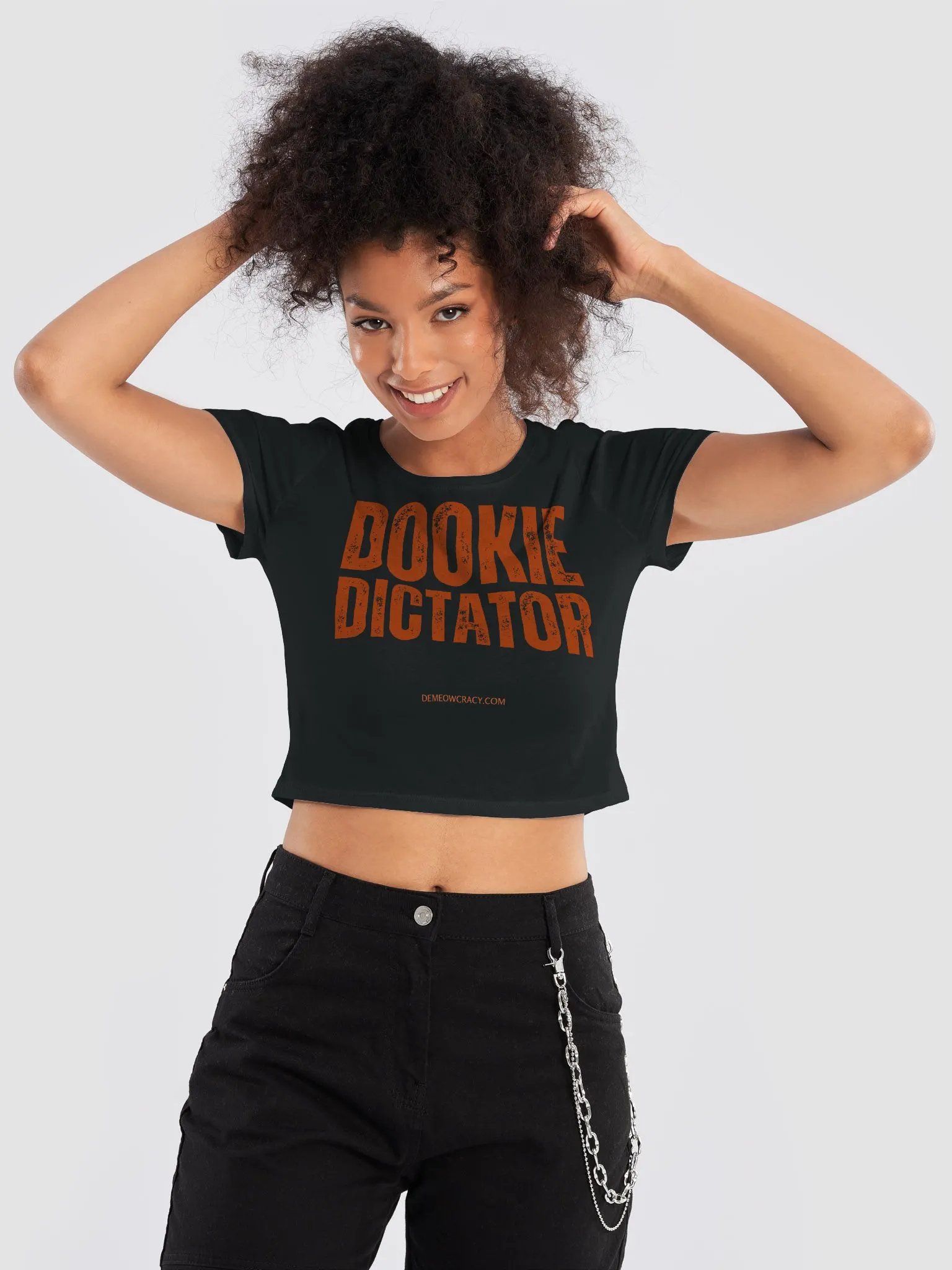 DOOKIE DICTATOR Text Graphic Women's Crop Tee product image (27)