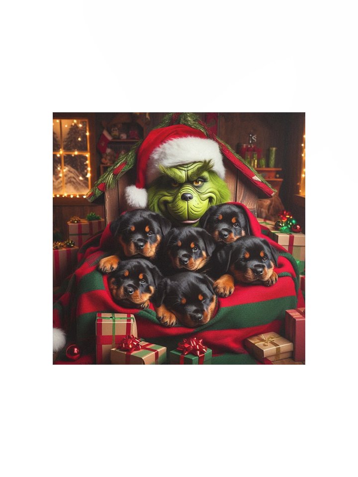 Grinch & Rottweiler Puppies Holiday Poster product image (2)