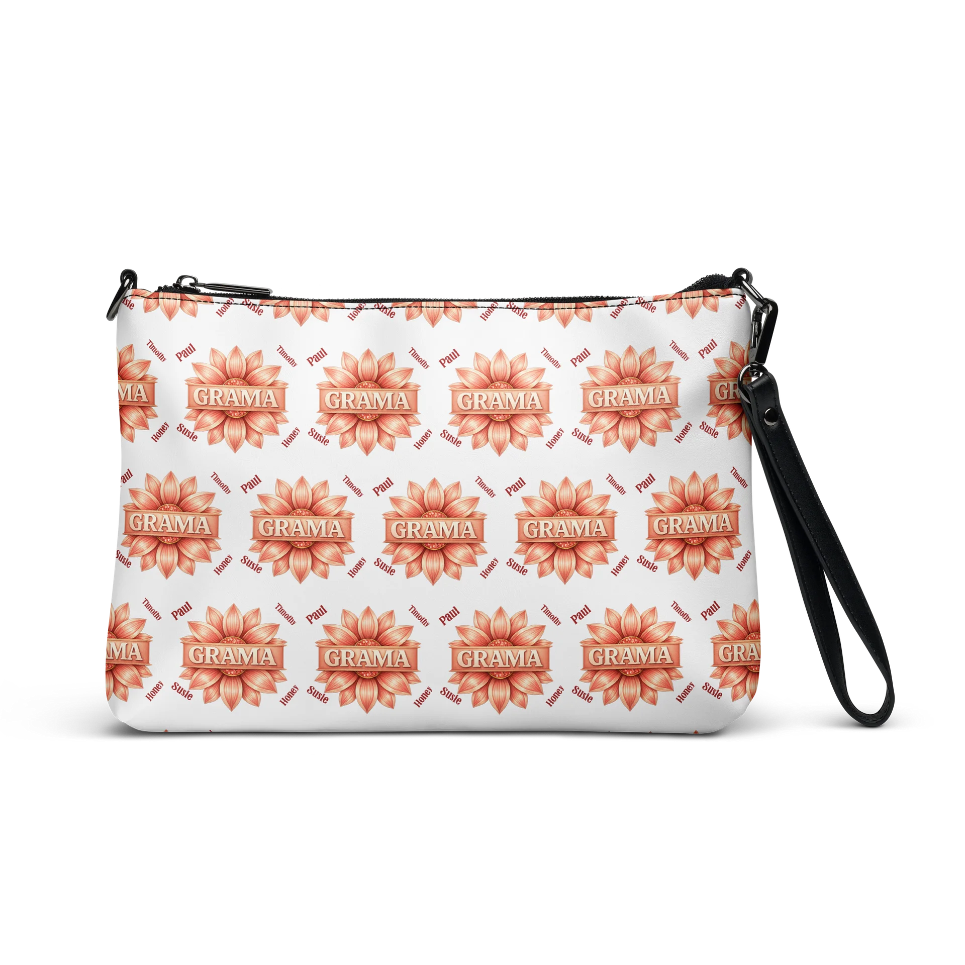 ✨ Personalized Grama Blossom Crossbody Bag | Custom Floral Grid Purse, Faux Leather All-Over Print Gift for Mom & Grandma product image (1)
