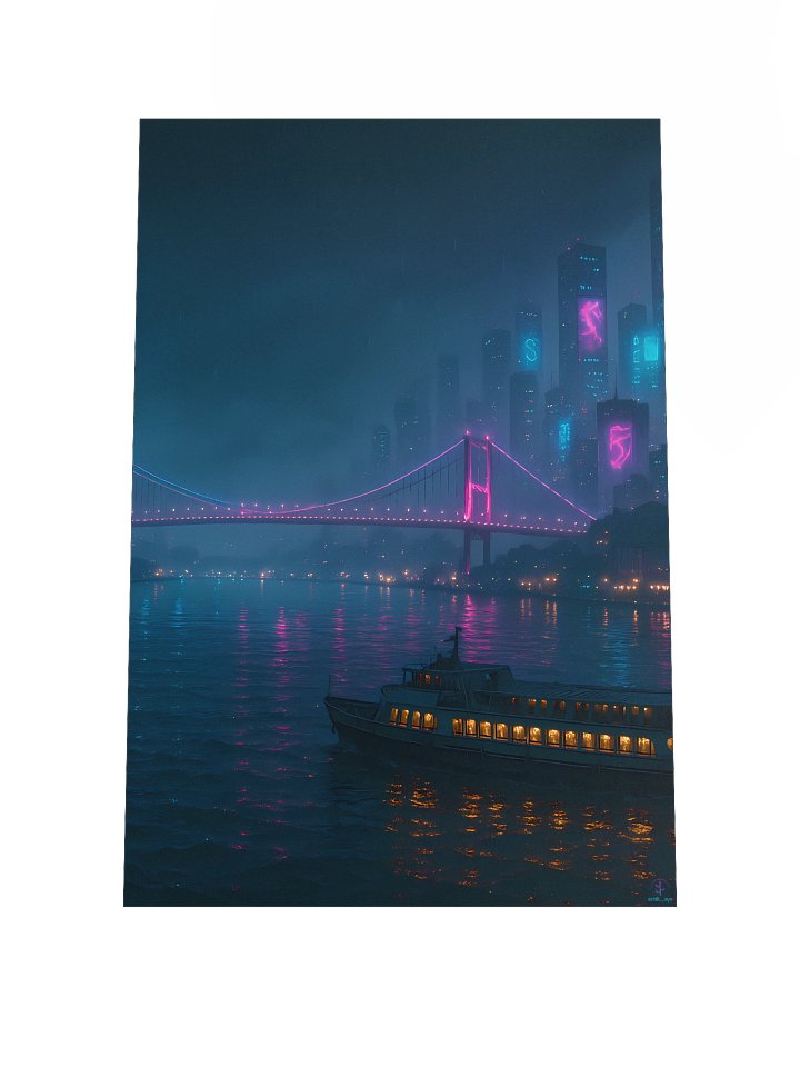Cyberpunk Istanbul Bosphorus Poster - Neon Cityscape Wall Art (12x18", 20x30", 24x36") product image (1)