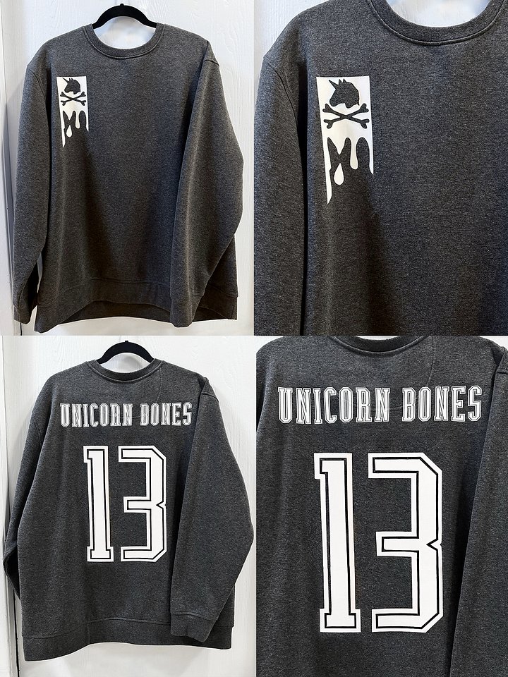 “UNICORN BONES” Varsity Font, Grey Crewneck Sweatshirt *New Design* product image (1)