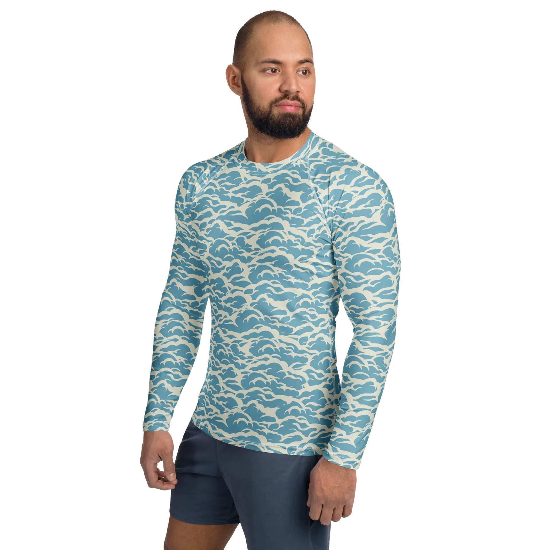 Nautical Ocean Waves Design Men's Rash Guard product image (3)