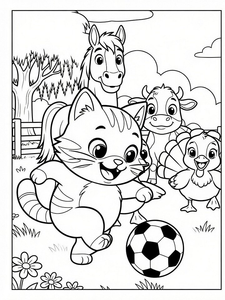 Sing A Rhyme Time Farm Animals Play Soccer Today Coloring Book Pages Bundle for Ages 5+ through Adult | 21 Printable Pages including Title Page l Instant Digital Download PDF Format l product image (2)
