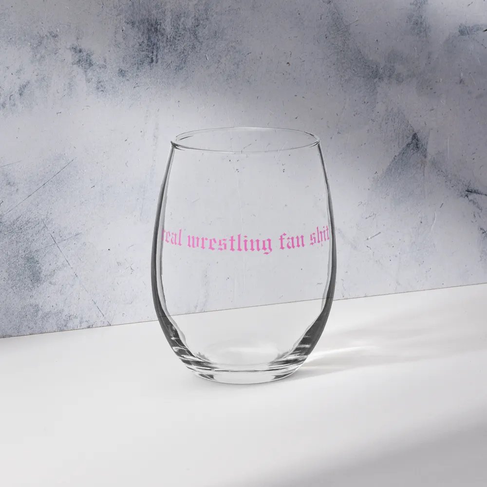 Real Wrestling Fan Shit Wine Glass (Pink Font) product image (9)