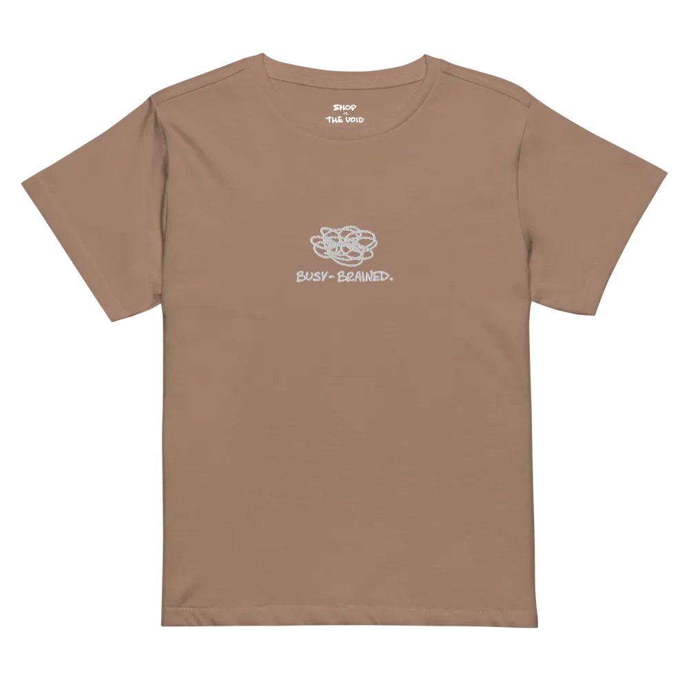 BUSY-BRAINED (white) embroidered waist length t-shirt product image (11)