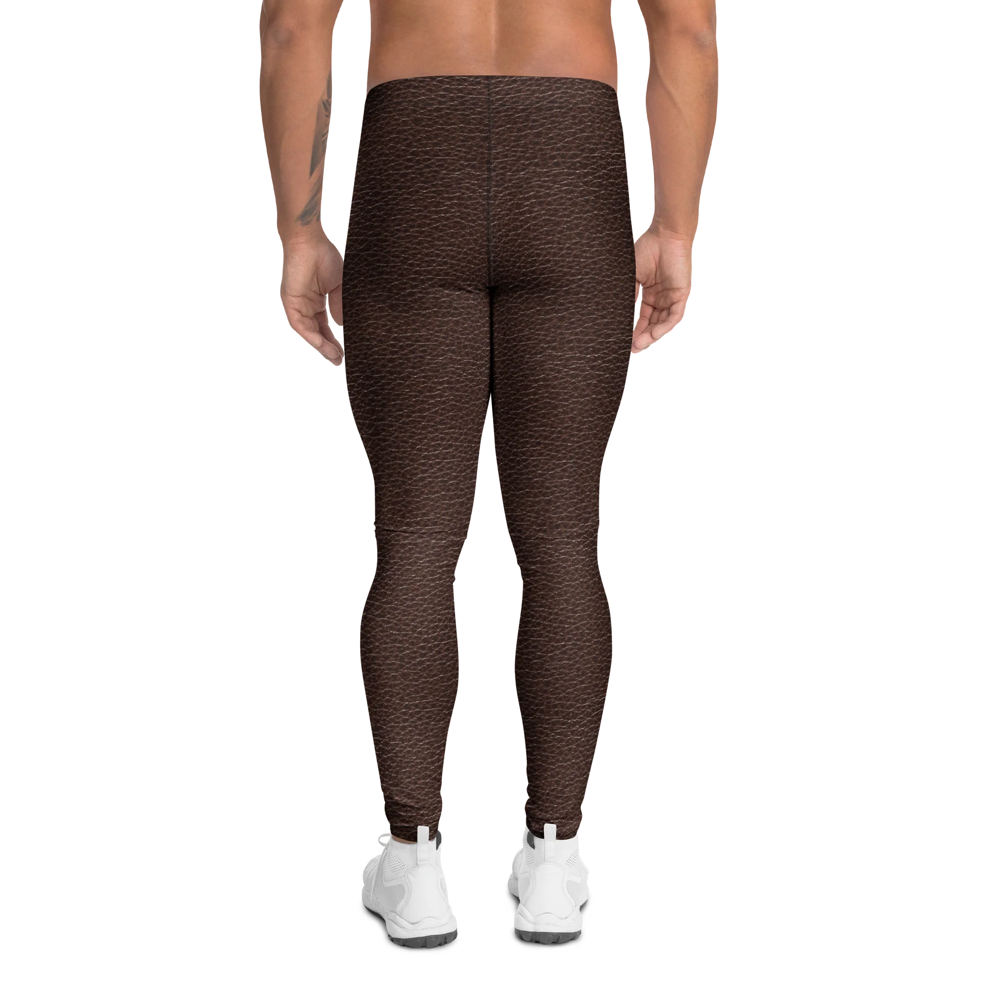 Comfortable Men’s Leggings Brown Leather Print product image (2)