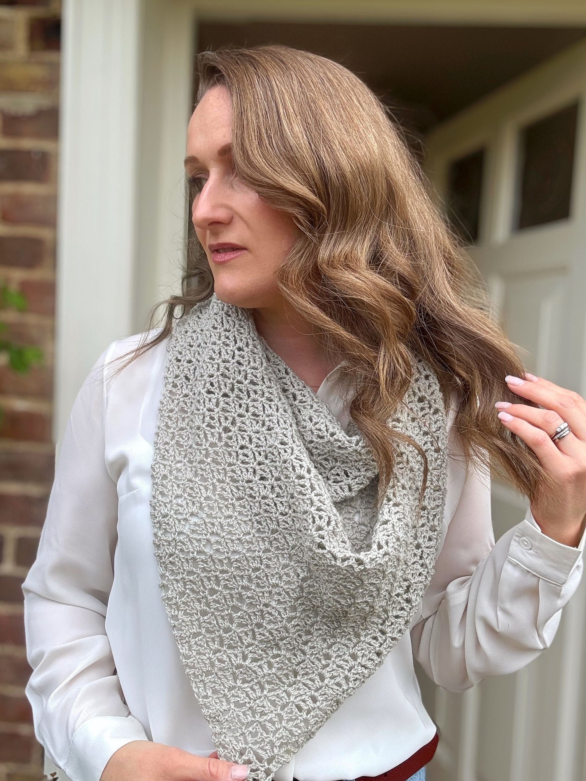Serenity Shawl Triangle Modern Lace Pattern | HanJan Crochet