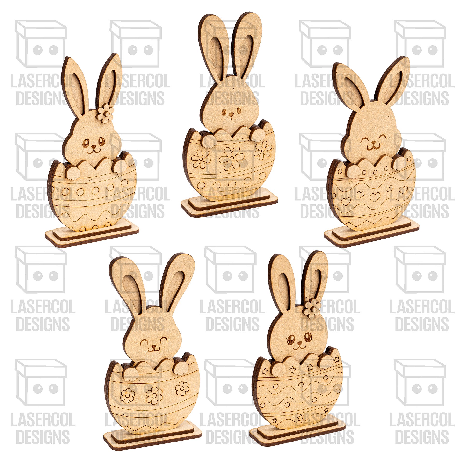 Easter Bunny Eggs Set (2 Sizes, 5 Styles) - Laser Cut Files product image (2)
