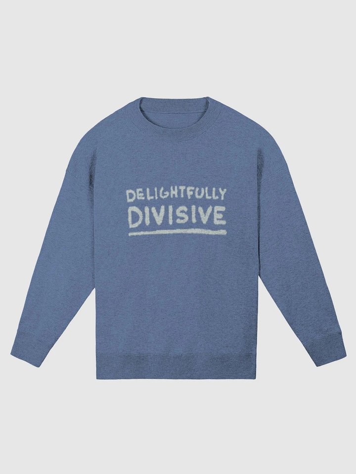 DELIGHTFULLY DIVISIVE (duotone blue design) relaxed knitwear crewneck product image (3)