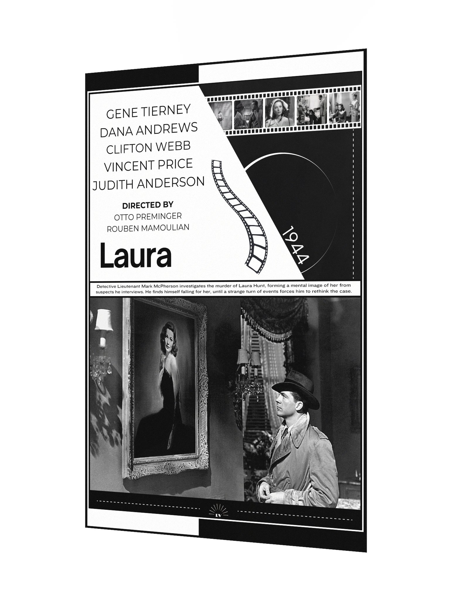 Laura with Gene Tierney and Dana Andrews 1944 | Movie Poster | 12x18 Wall Art product image (3)
