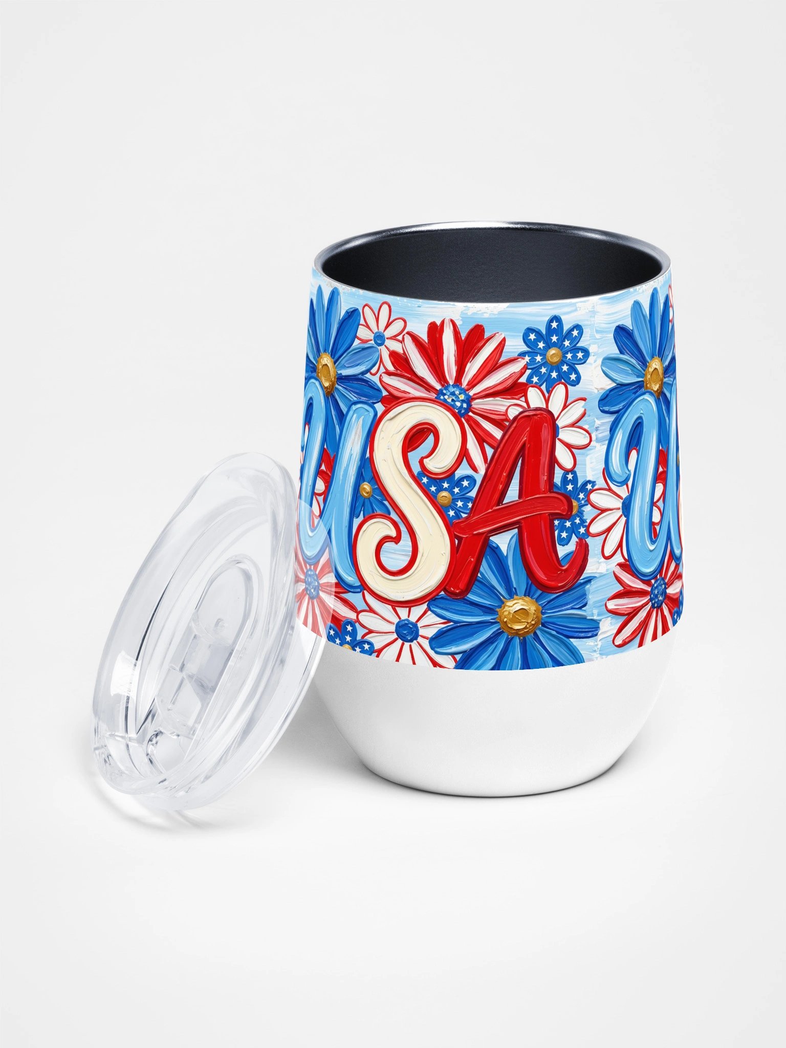 Patriotic USA Floral Wine Tumbler product image (2)