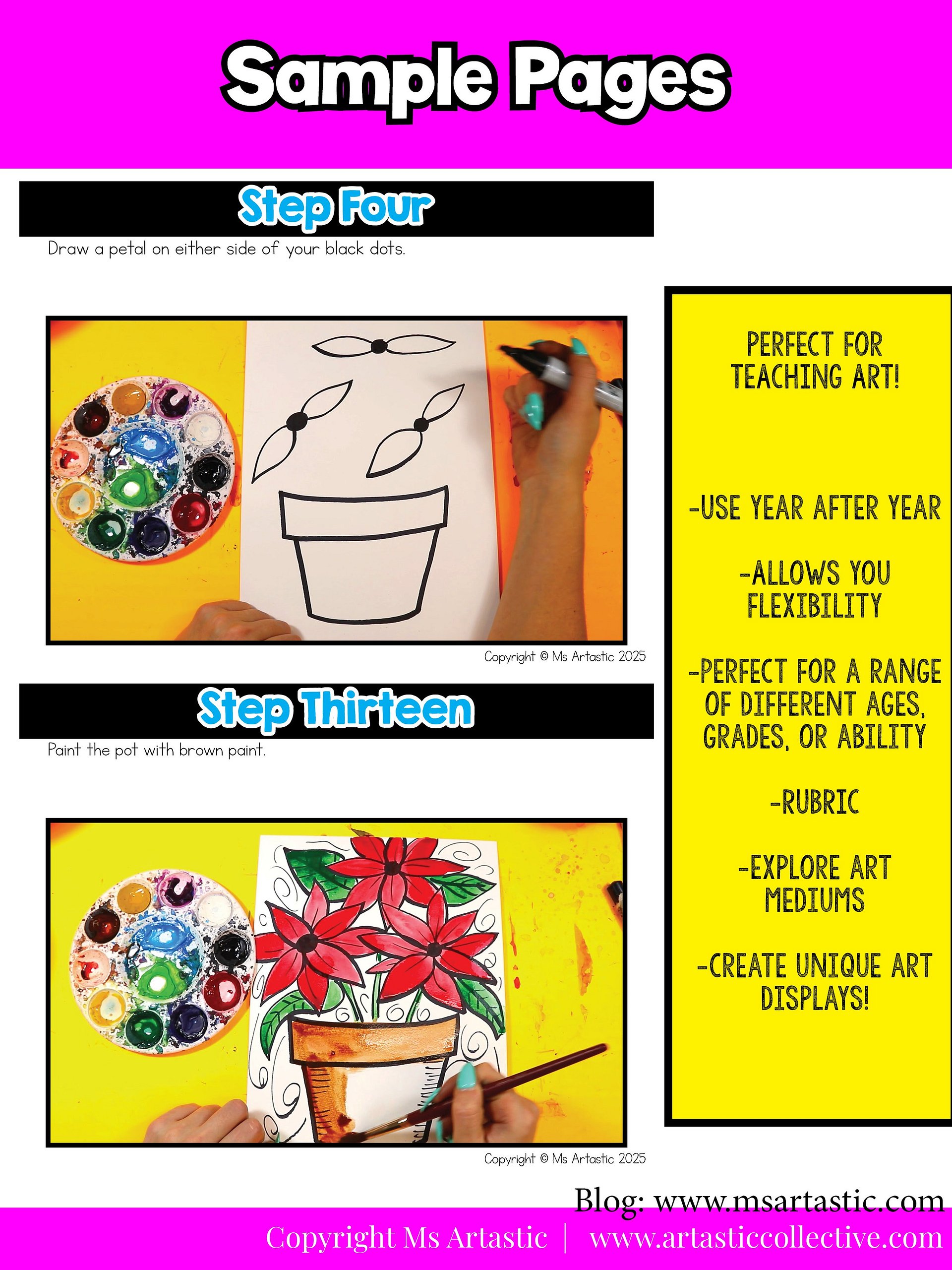 Christmas Art Project Poinsettia Art Lesson Christmas Art Activity December Art product image (7)