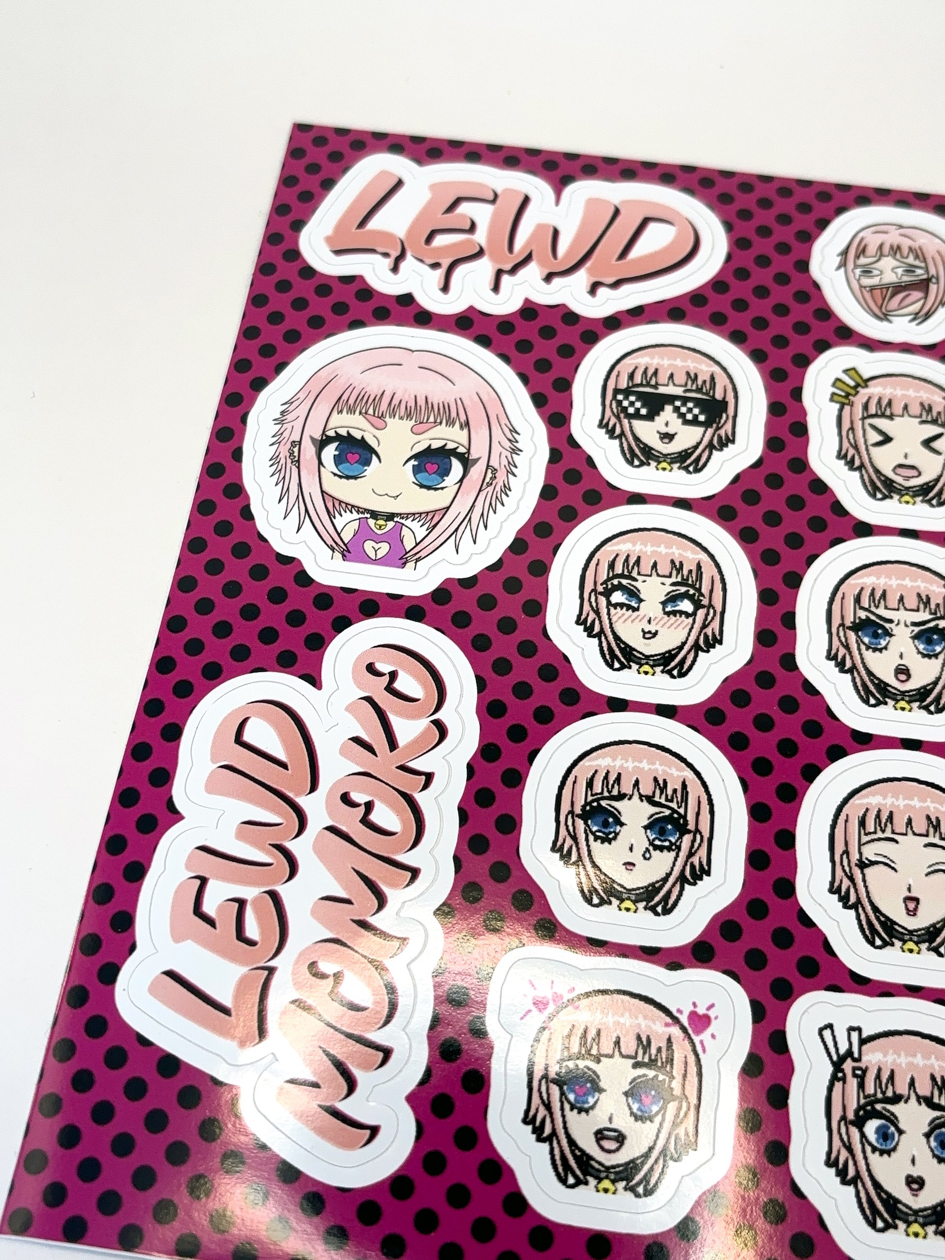 Lewd Momoko Sticker Sheet – Emoji & Logo Pack (12 pcs) product image (7)
