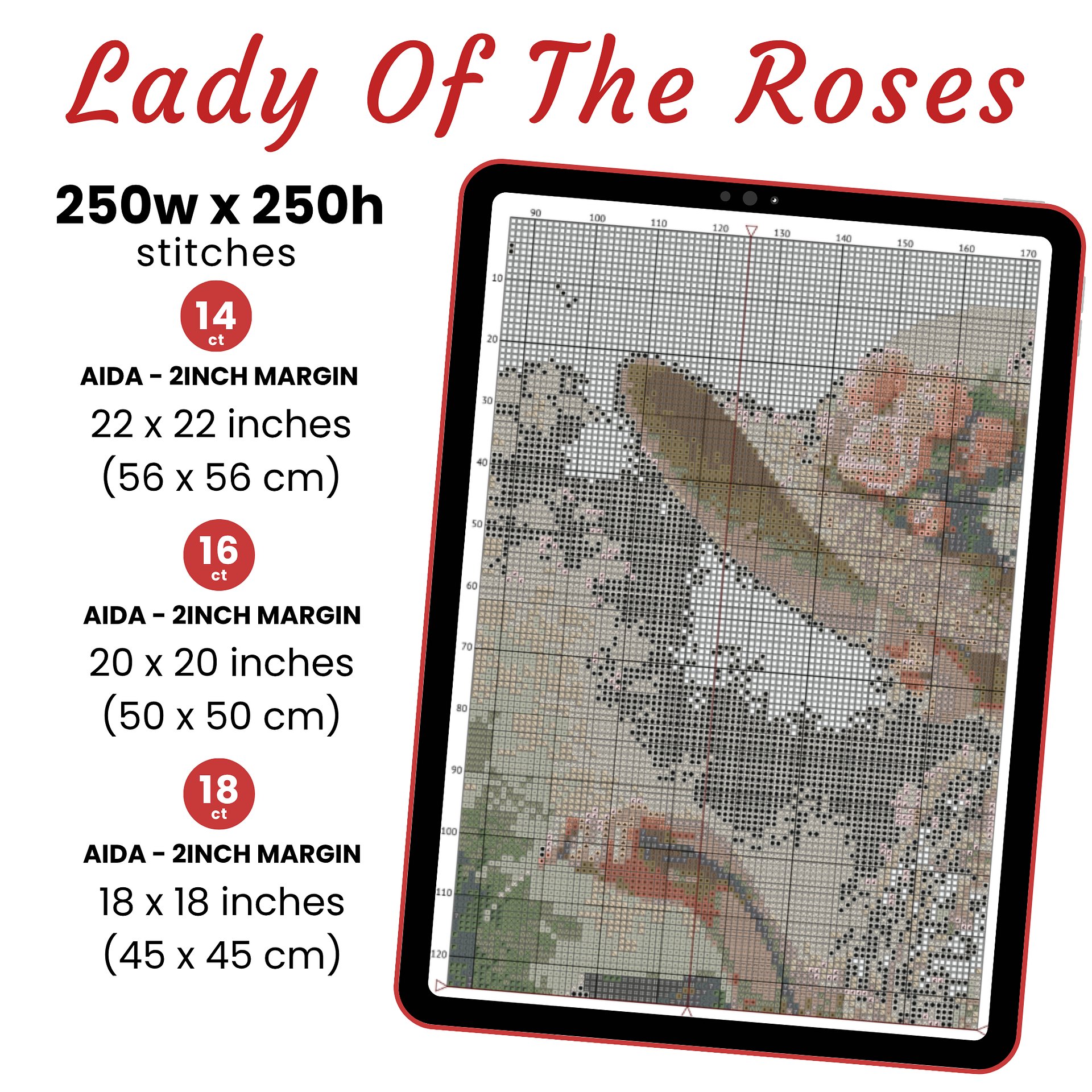 Lady Of The Roses Cross Stitch Pattern product image (2)