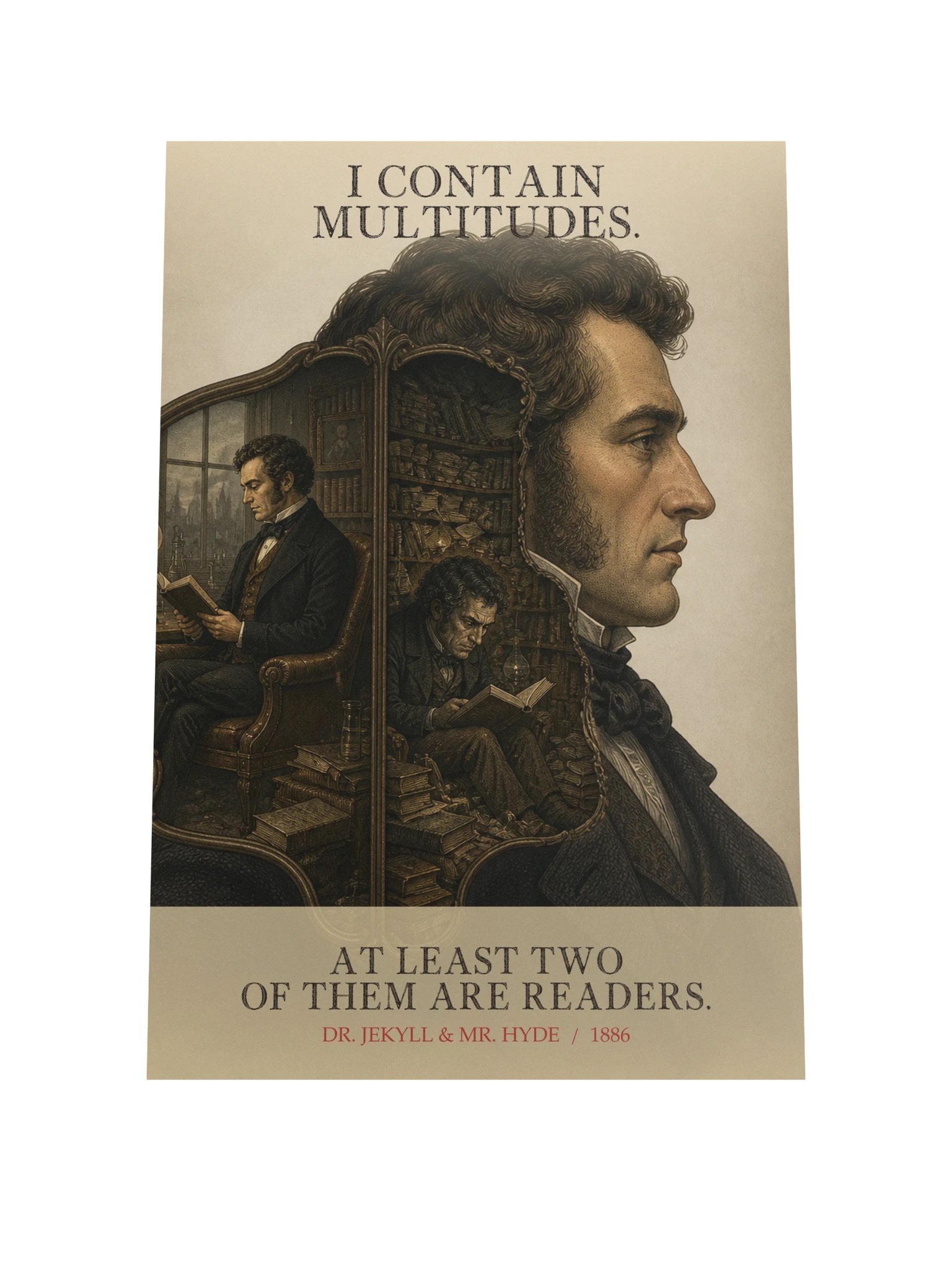 Multitudes Two Readers -- The Strange Case of Dr Jekyll and Mr Hyde Art Print product image (9)