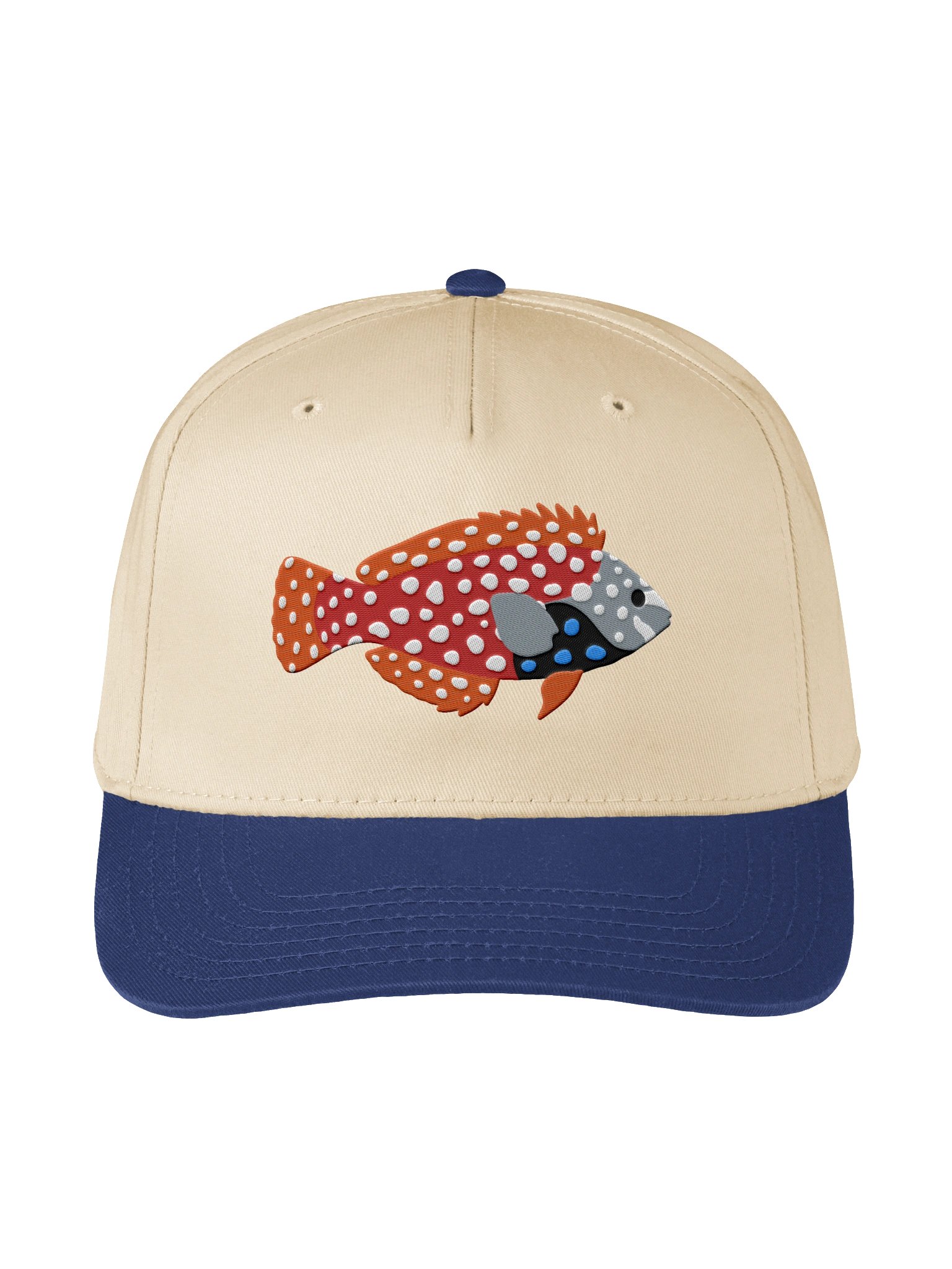 Blue Star Leopard Wrasse Embroidered Mid-Profile Baseball Cap | Saltwater Reef Aquarium Fish Hat product image (1)