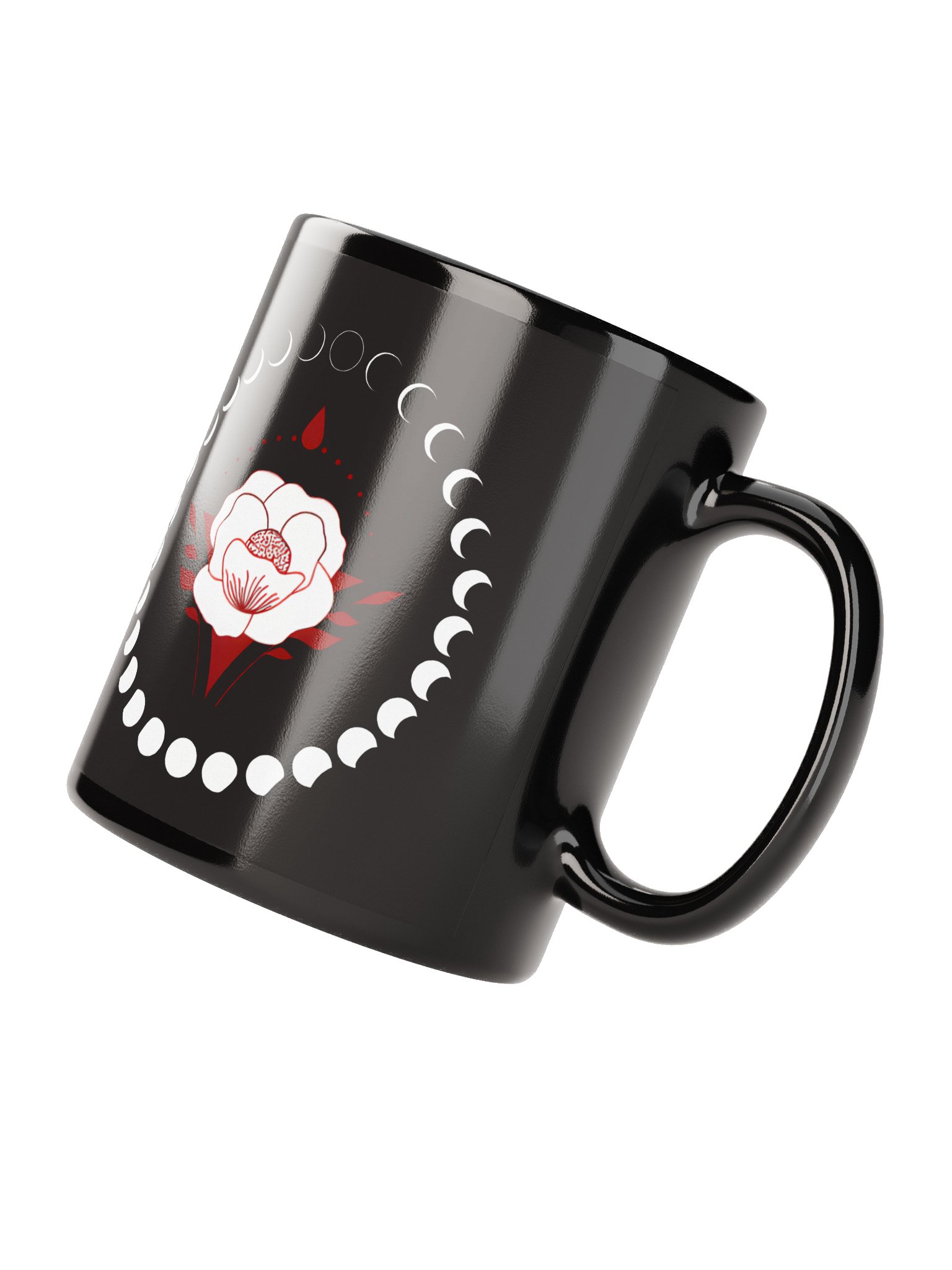 New Moon Cycle Floral Coffee Mug Black | Well Women Rising product image (4)