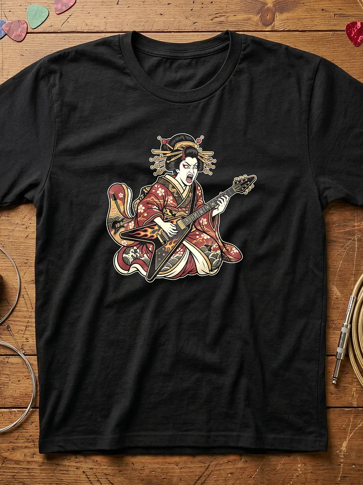 Geisha Shredder Guitar T-Shirt | Perfectly Composed Guitar Shirt for Men and Women product image (1)