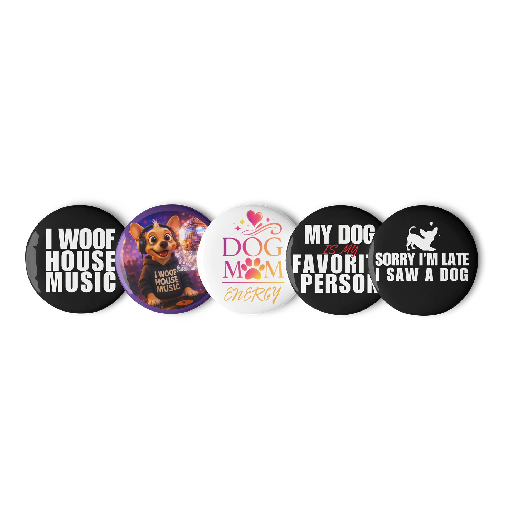 I Woof House Music Pin Button Set product image (1)