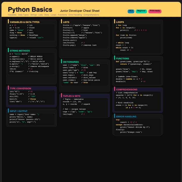 Python Basics Cheat Sheet product image (1)